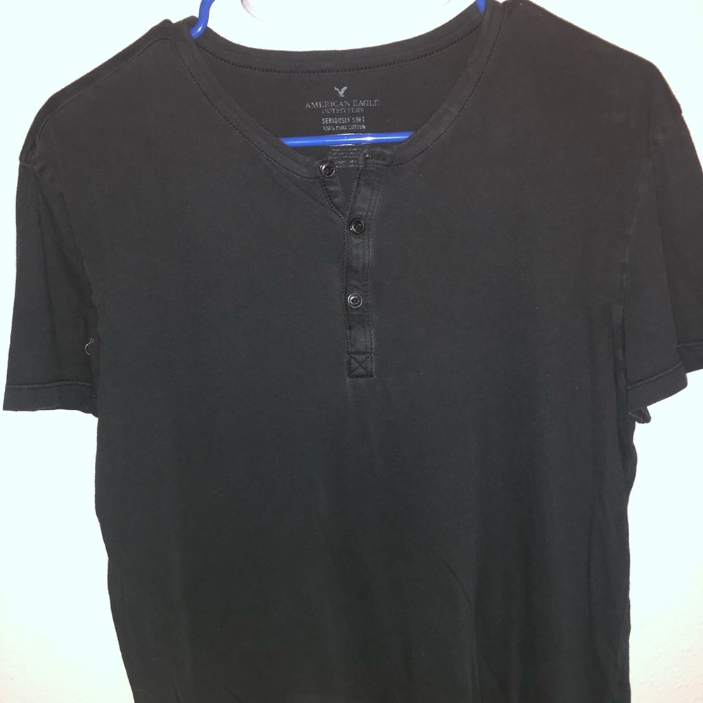Black mid button down t shirt